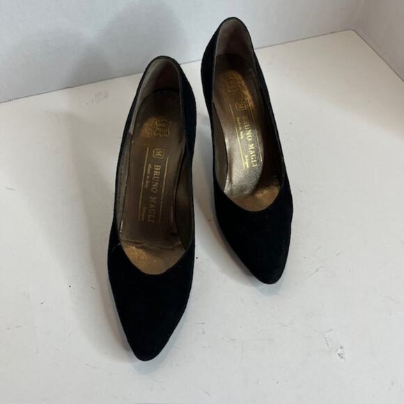 Bruno Magli Black Velvet Designer Heels Size 6.5 Narrow - Picture 7 of 13